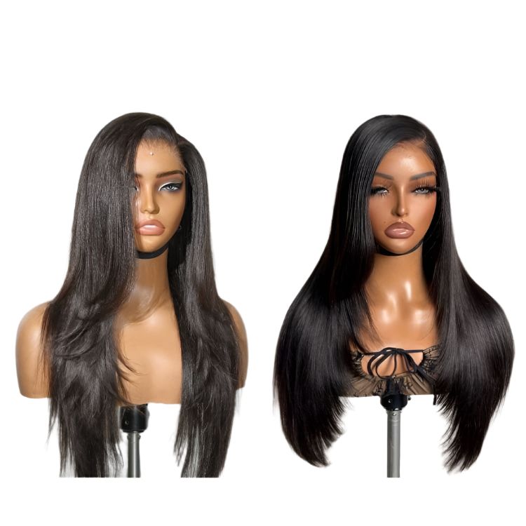 All-Day Comfort™ Glueless 7x6 HD Lace Human Hair Wig – Pre-Cut Lace Layered Light Yaki Straight or Loose Body Wave Style