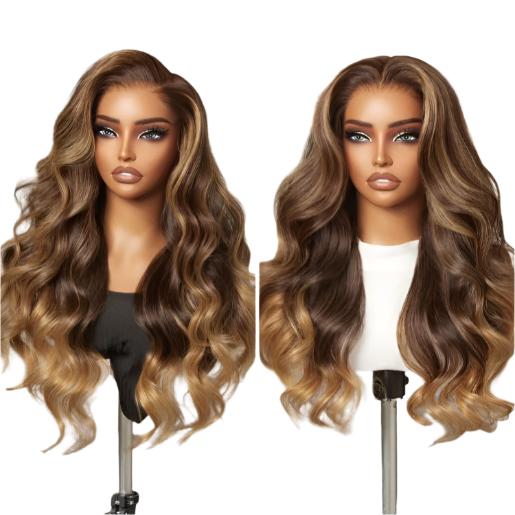 All-Day Comfort™ Sun-Kissed Blonde Ombre Highlight Loose Body Wave Wig – Glueless 7x6 HD Lace Closure with Pre-Cut Lace for a Natural, Radiant Look