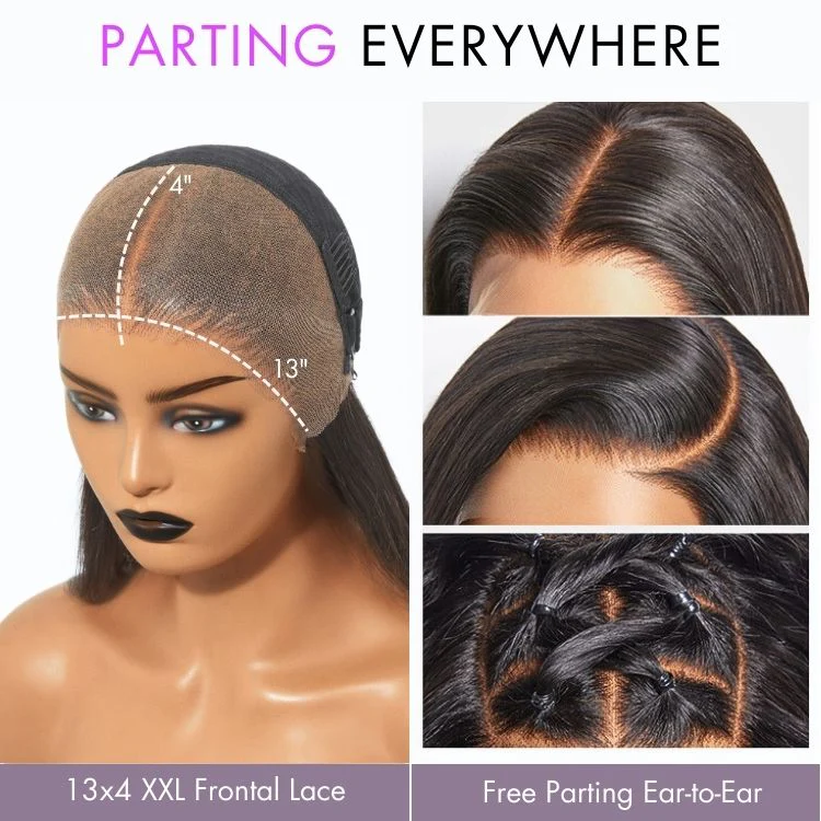Blonde highlight silky straight 13 x 4 lace wig on mannequin head