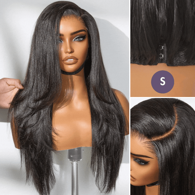 All-Day Comfort™ Glueless 7x6 HD Lace Human Hair Wig – Pre-Cut Lace Layered Light Yaki Straight or Loose Body Wave Style