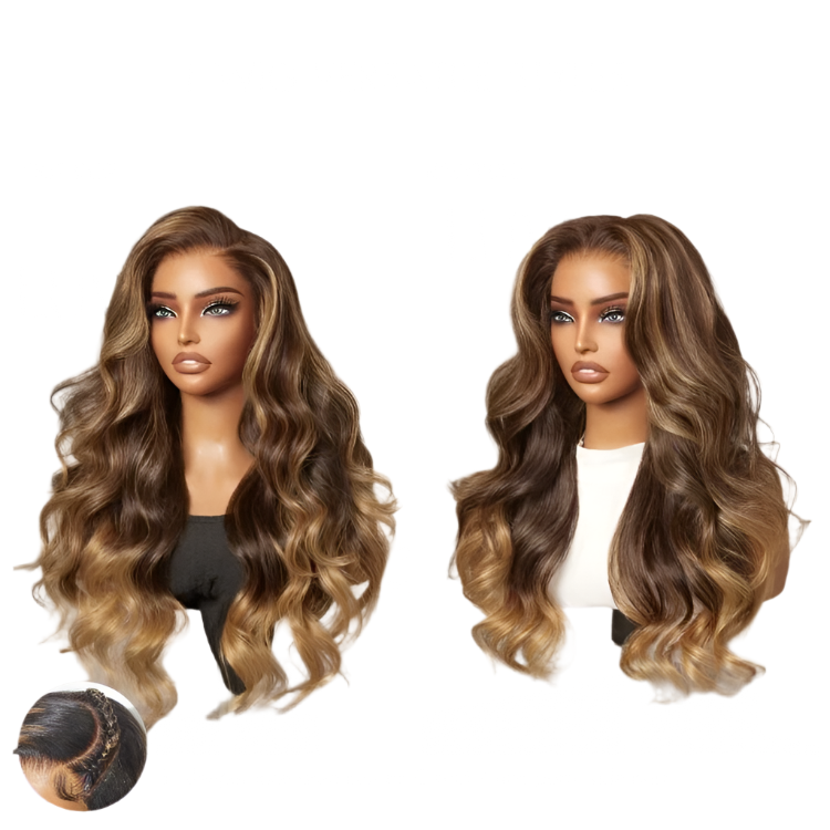 All-Day Comfort™ Sun-Kissed Blonde Ombre Highlight Loose Body Wave Wig – Glueless 7x6 HD Lace Closure with Pre-Cut Lace for a Natural, Radiant Look