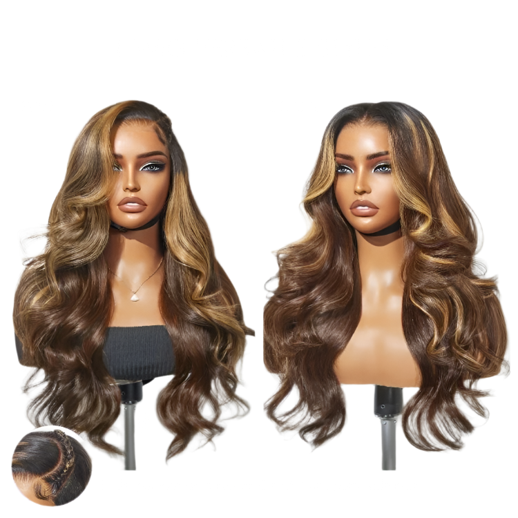 All-Day Comfort™ Wig Blonde Highlight Loose Body Wave 7x6 Closure HD Lace Human Hair Wig Pre-Cut Lace