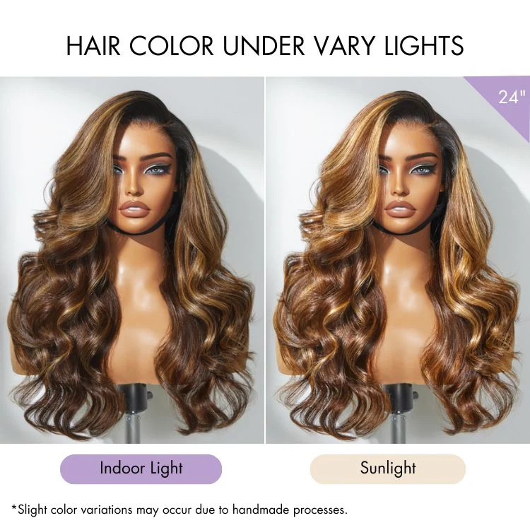 All-Day Comfort™ Wig Blonde Highlight Loose Body Wave 7x6 Closure HD Lace Human Hair Wig Pre-Cut Lace